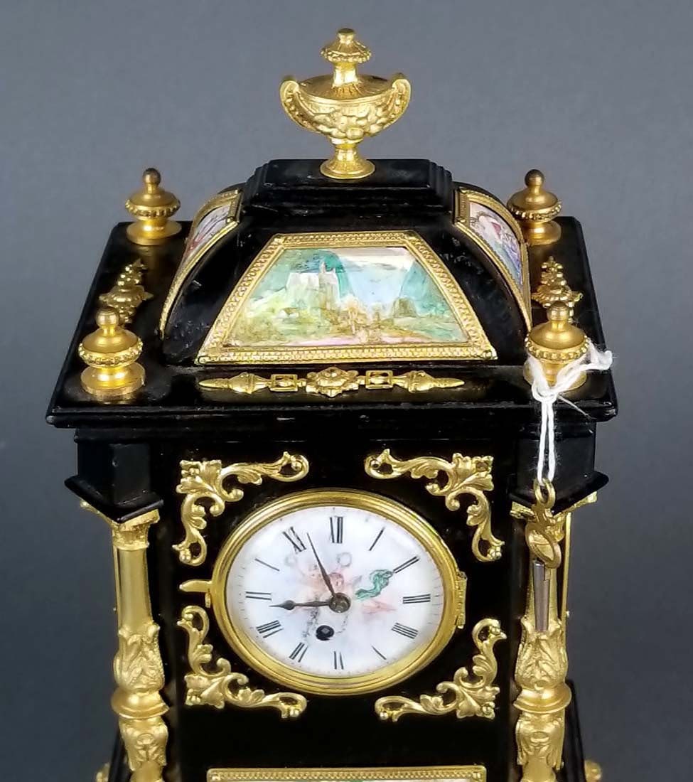 19th C. Large Austrian Viennese Enamel Clock - 4