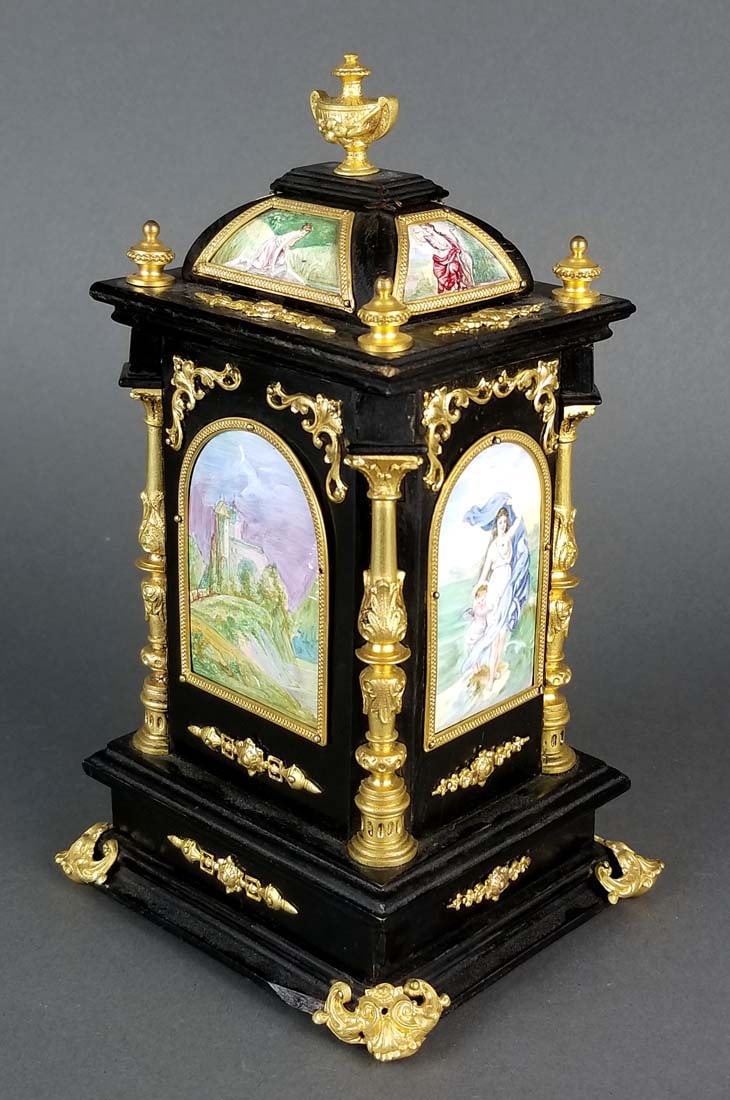 19th C. Large Austrian Viennese Enamel Clock - 7