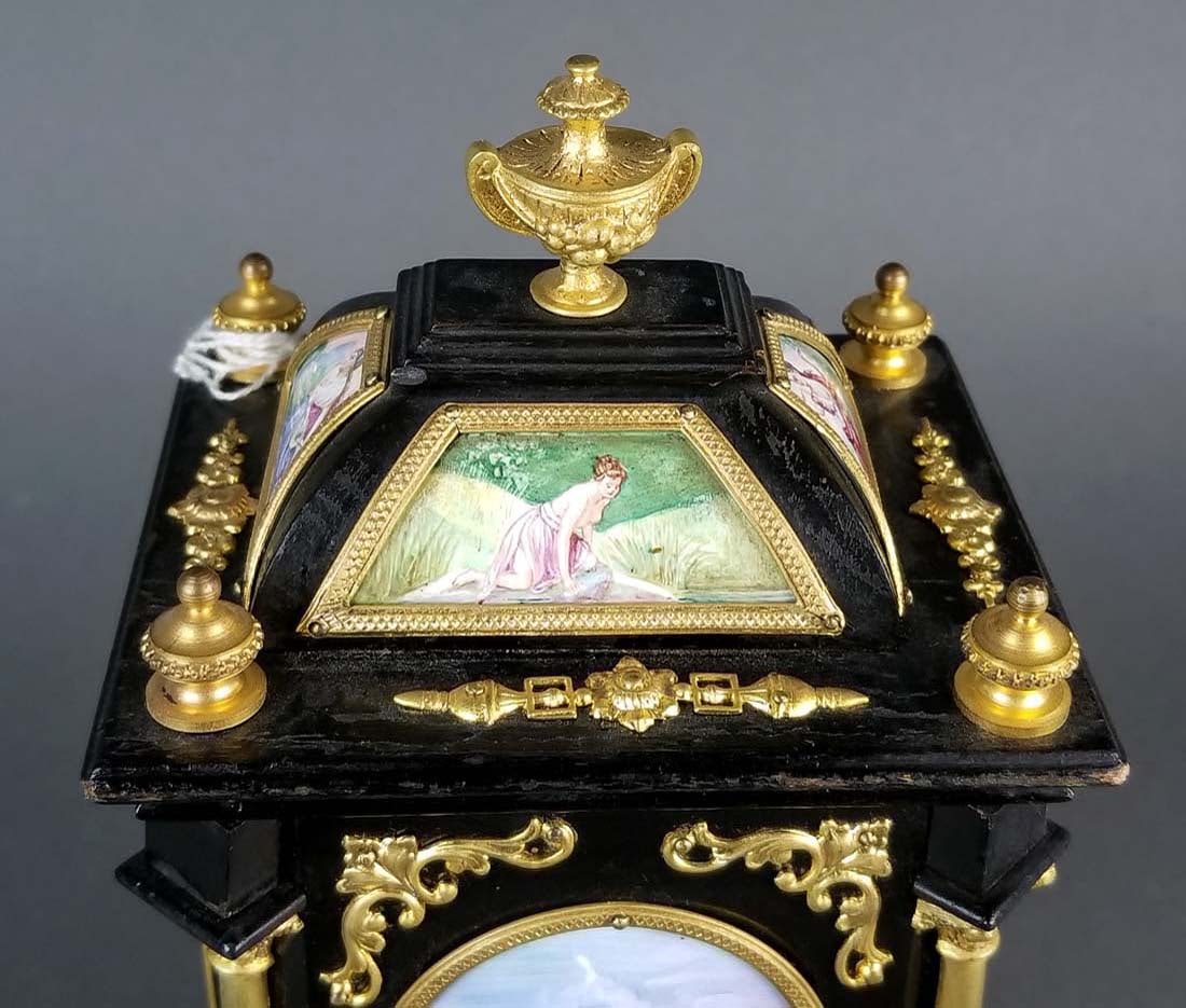 19th C. Large Austrian Viennese Enamel Clock - 8