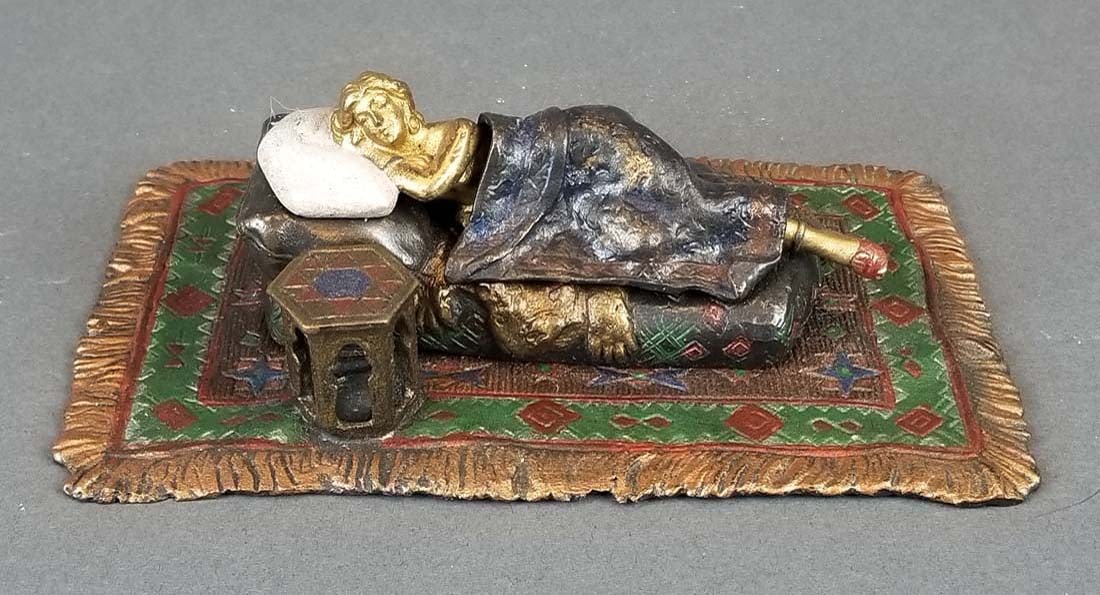 Bergman Signed Orientalist Nude Cold Painted Figure of: Bergman Signed Orientalist Nude Cold Painted Figure of Woman. Measures H: 2" W: 6"