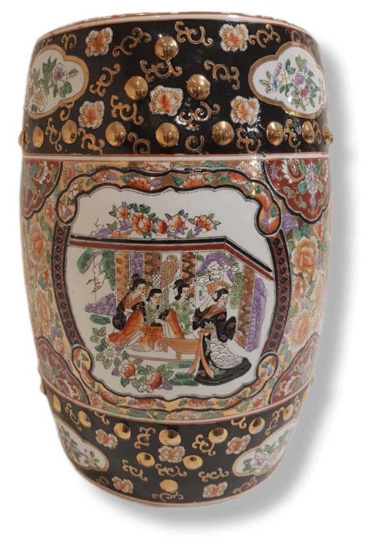 Large Chinese Porcelain Stool: Large Chinese Porcelain Stool. H 18 3/4" x W 11 3/4"