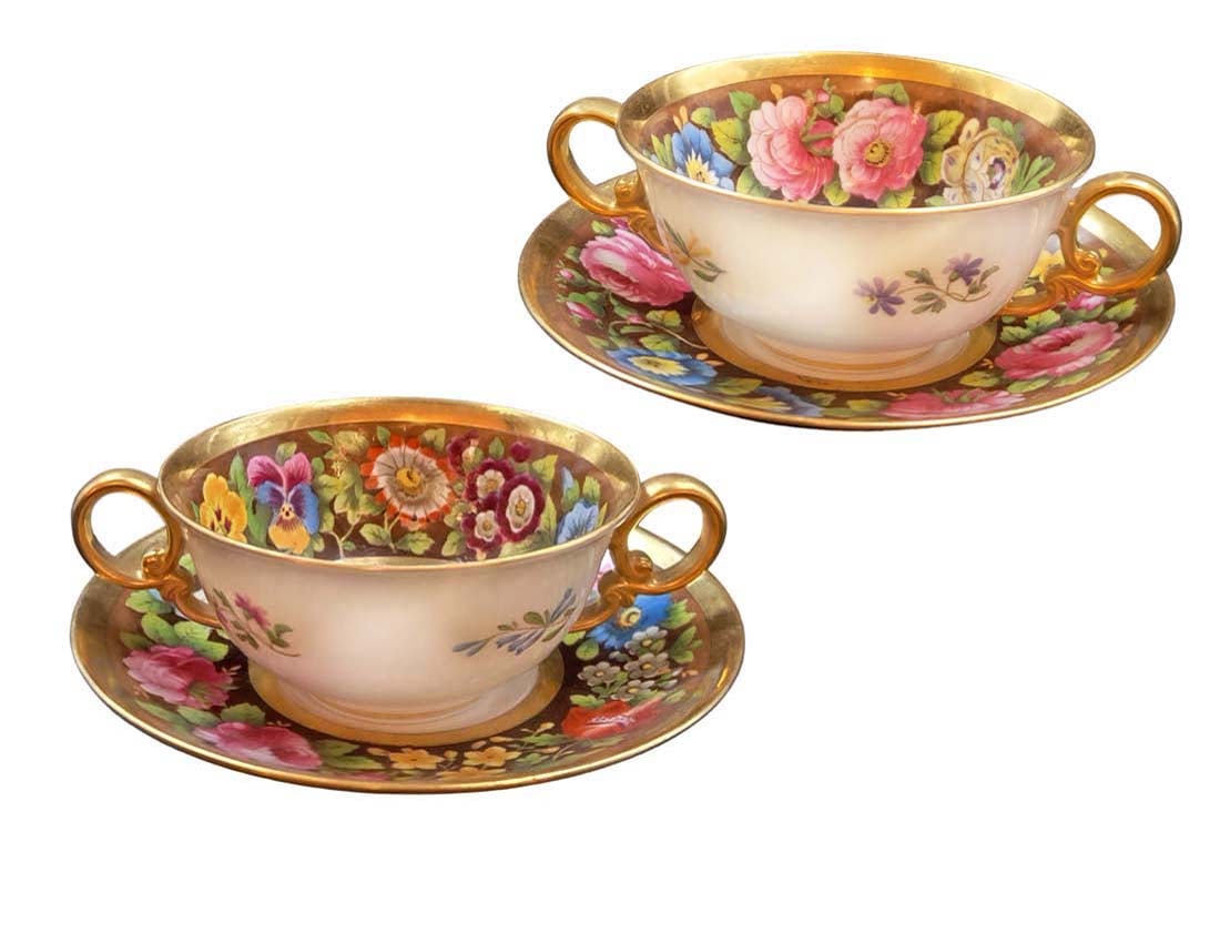 19th C. English Pair Of Cup & Saucer: 19th C. English Pair Of Cup & Saucer. With underglaze marks. Cup: 2" x 4" \ Saucer: 5 3/4"