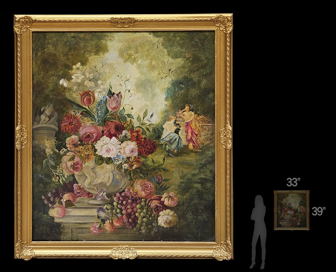 Oil On Canvas 'Still Life' Flowers Painting: Oil On Canvas 'Still Life' Flowers Painting. 33" x 39"