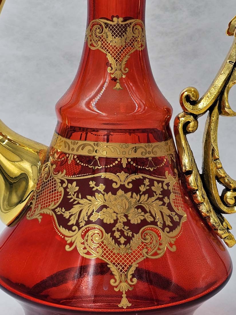 Handmade Gold Plated Ruby Red Crystal Set - 5