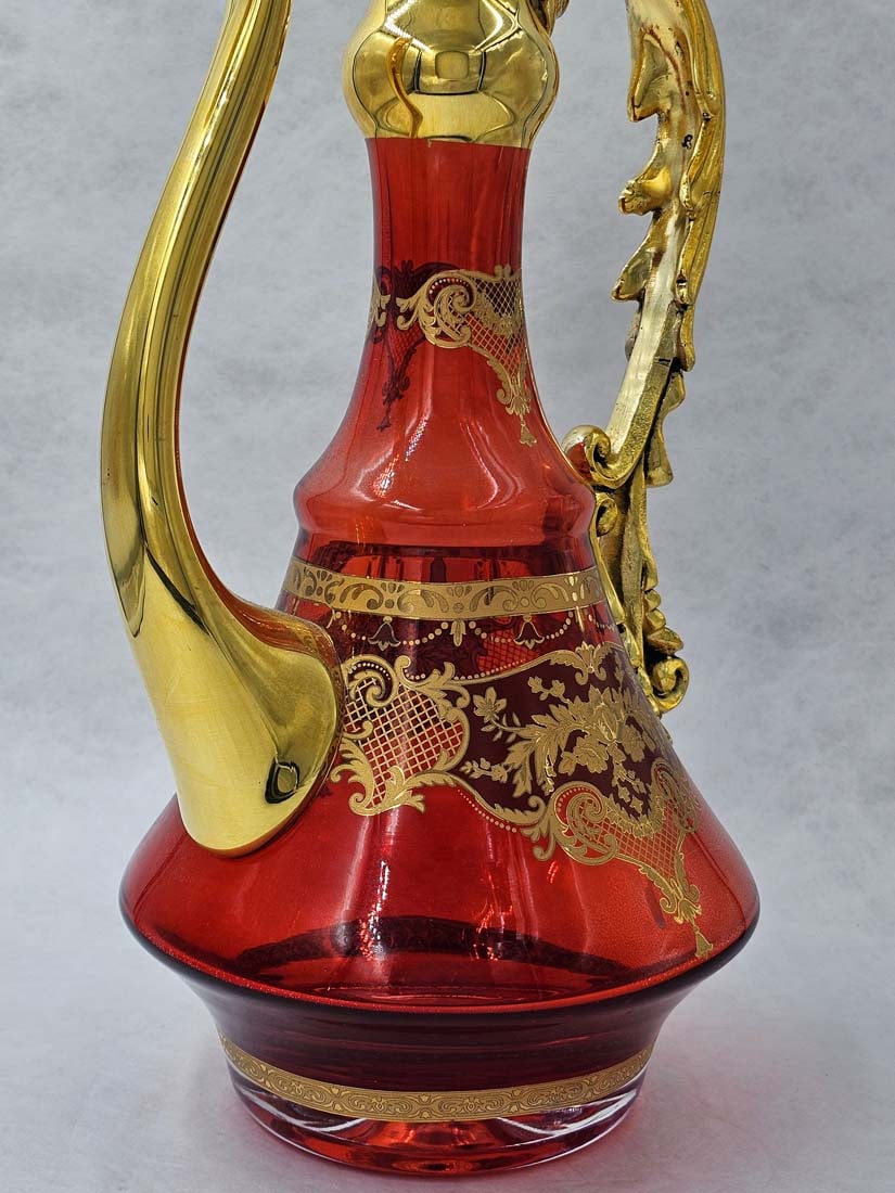 Handmade Gold Plated Ruby Red Crystal Set - 7