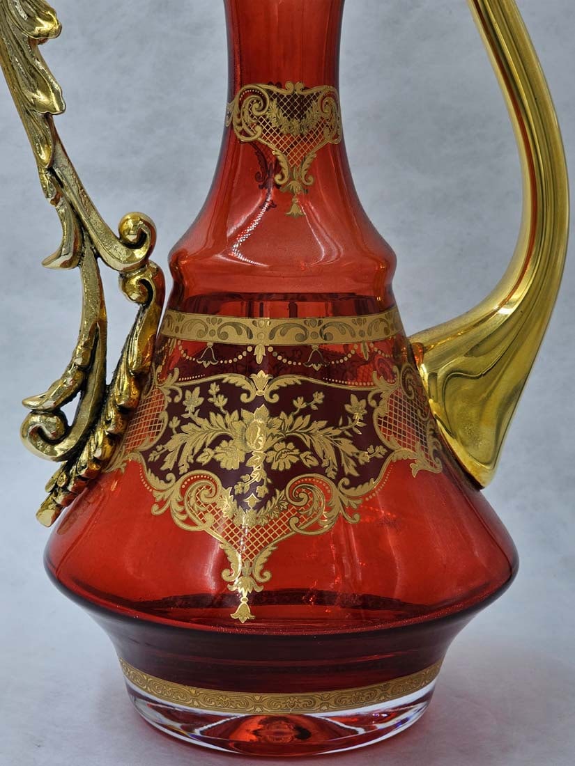 Handmade Gold Plated Ruby Red Crystal Set - 8