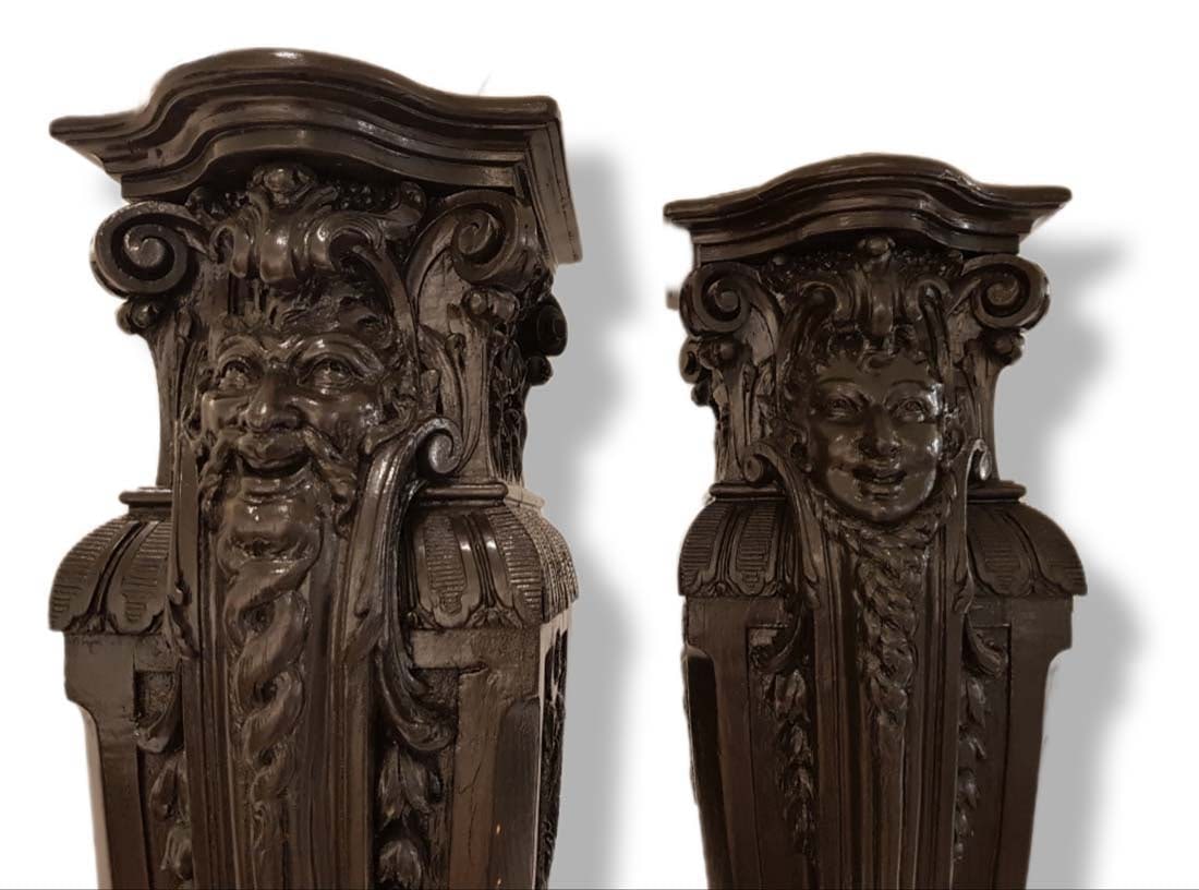 Pair Of 19th C Figural Pedestal: Large Pair Of 19th C Figural Pedestal. H 43 3/8"