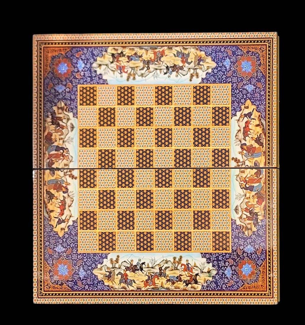 Persian Hand Painted Isfahan ' Khatam ' Backgammon set - 2