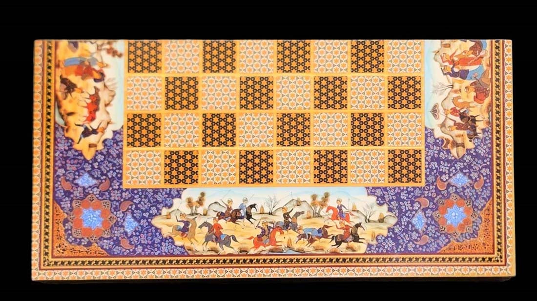 Persian Hand Painted Isfahan ' Khatam ' Backgammon set - 3