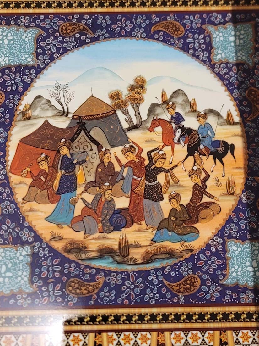 Persian Hand Painted Isfahan ' Khatam ' Backgammon set - 9