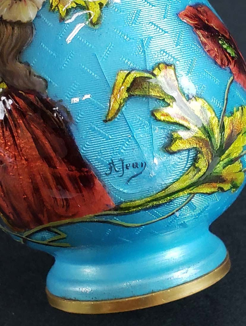 19th C. Enamel Miniature Vase - 4