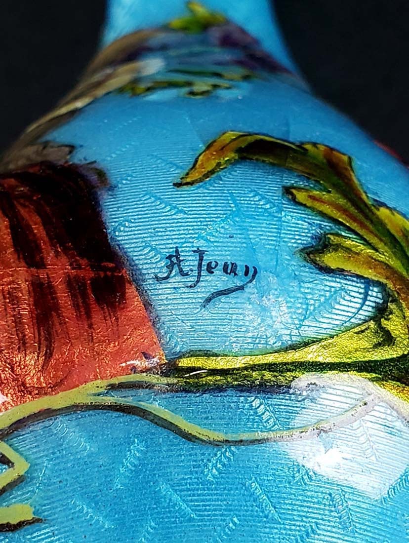 19th C. Enamel Miniature Vase - 5