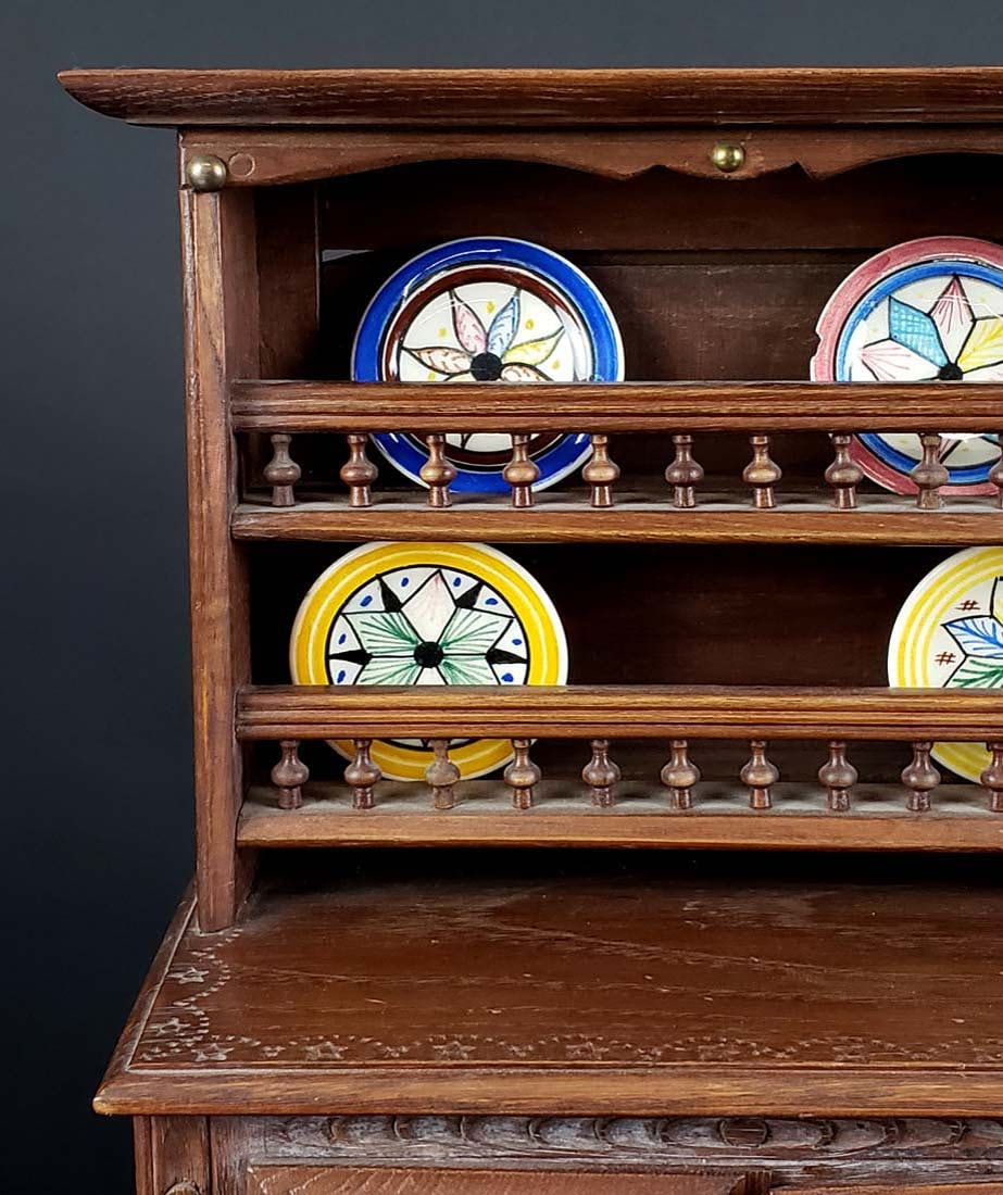 French Miniature Buffet w/ Plates, Circa 1900 - 2