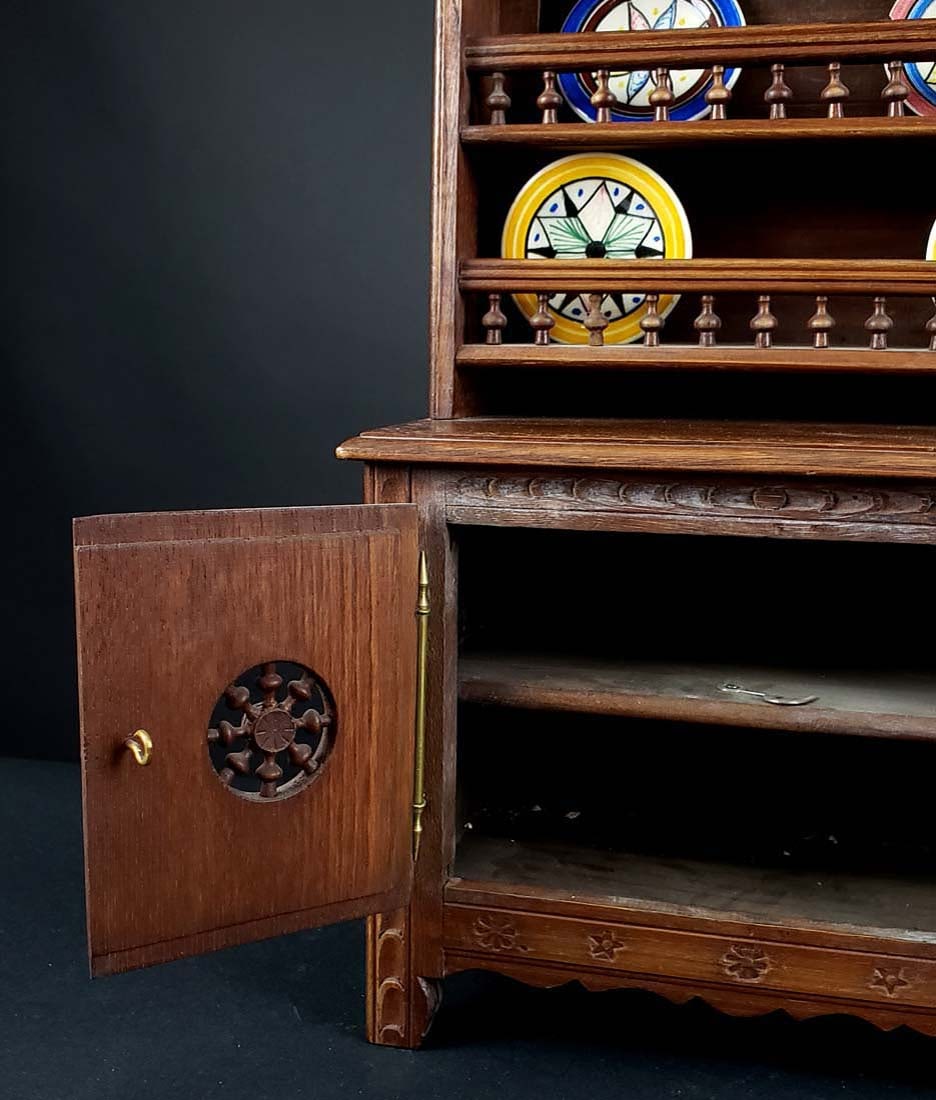 French Miniature Buffet w/ Plates, Circa 1900 - 5