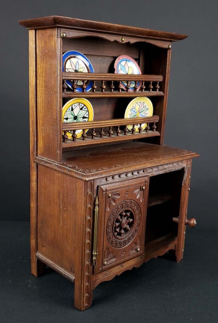 French Miniature Buffet w/ Plates, Circa 1900 - 6