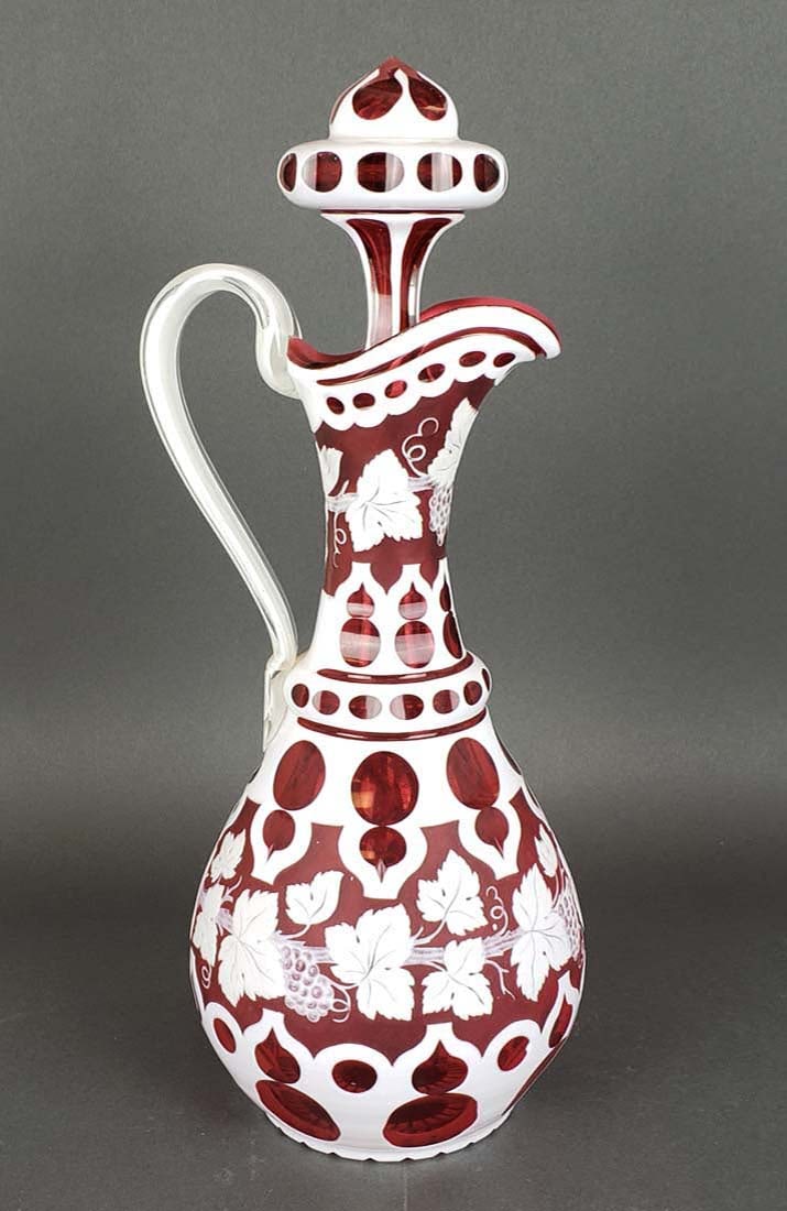 Large Bohemian Crystal Jug: Large Bohemian Crystal Jug. Measures H: 15 3/4" W: 6"