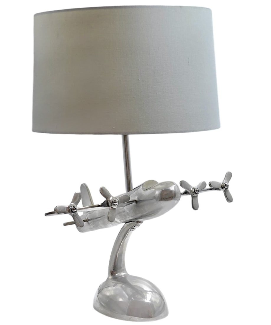 Figural Base Airplane Table Lamp: Figural Base Airplane Table Lamp. H 21" x W 13" x L 16"