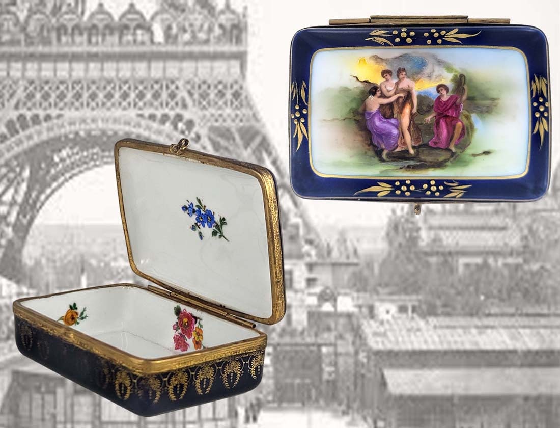 19th C. French sevres style box: 19th C. French sevres style box. H 2" x W 3 1/2" x L 5"