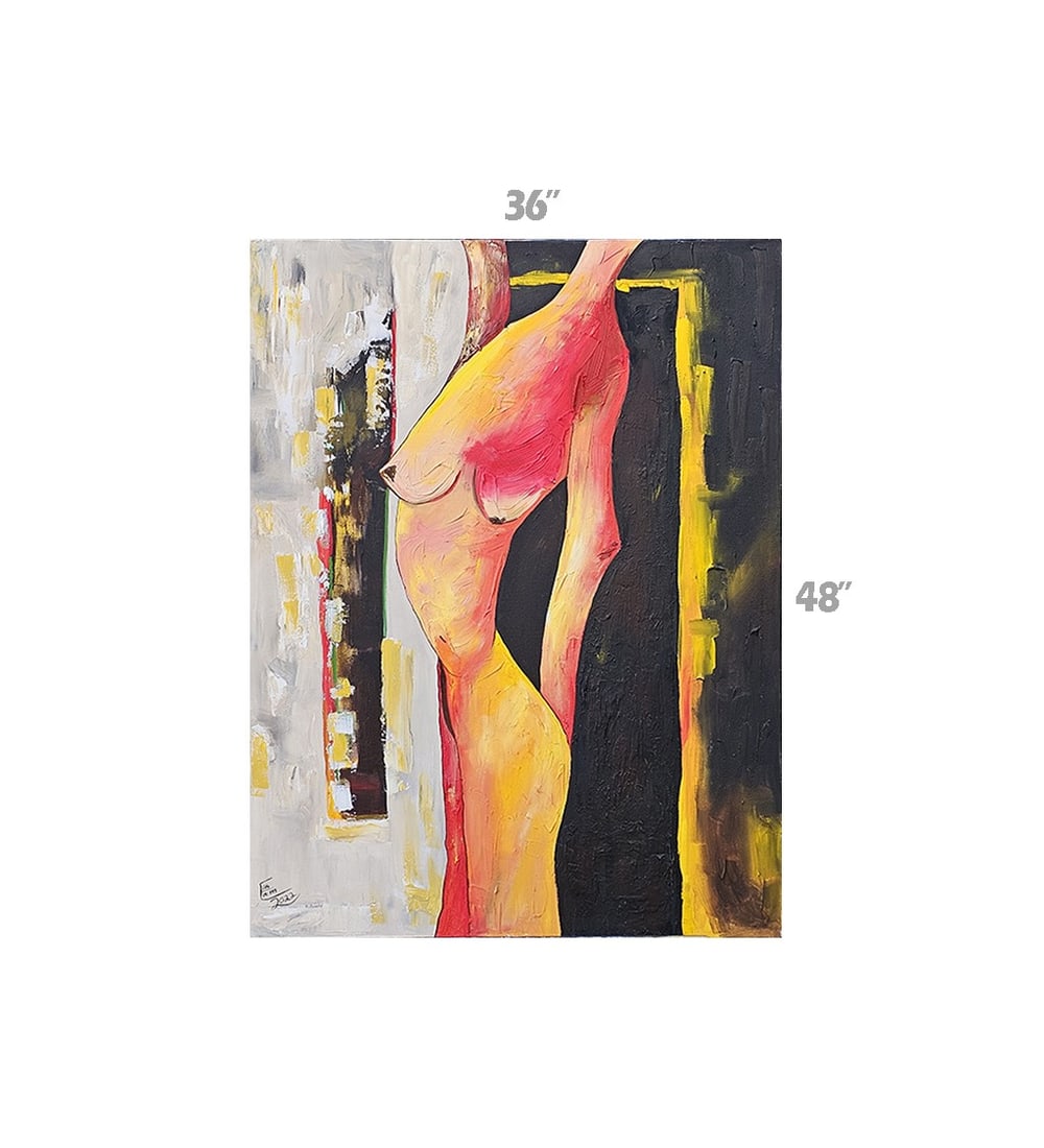 'She' By Ellie Shafiei: 'She' By Ellie Shafiei. 36" x 48" Signed by Ellie Shafiei (Iranian- American. b 1987). MFA Candidate, New York Academy of Art, Class of 2026. Ellie Shafiei is a multimedia artist, oil painter,