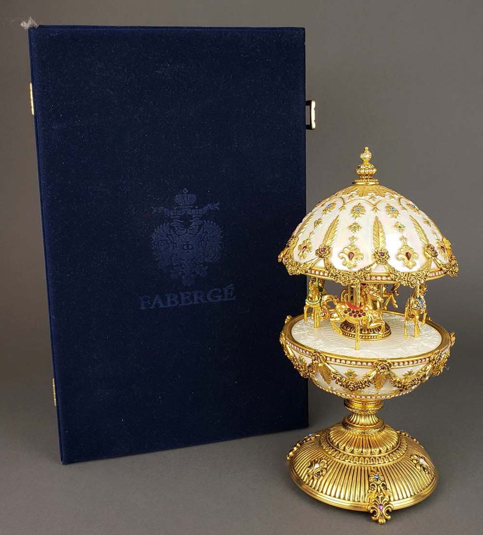 Faberge " The Imperial Carousel Egg": Faberge " The Imperial Carousel Egg". Measures H: 10 3/4" W: 5 3/4"