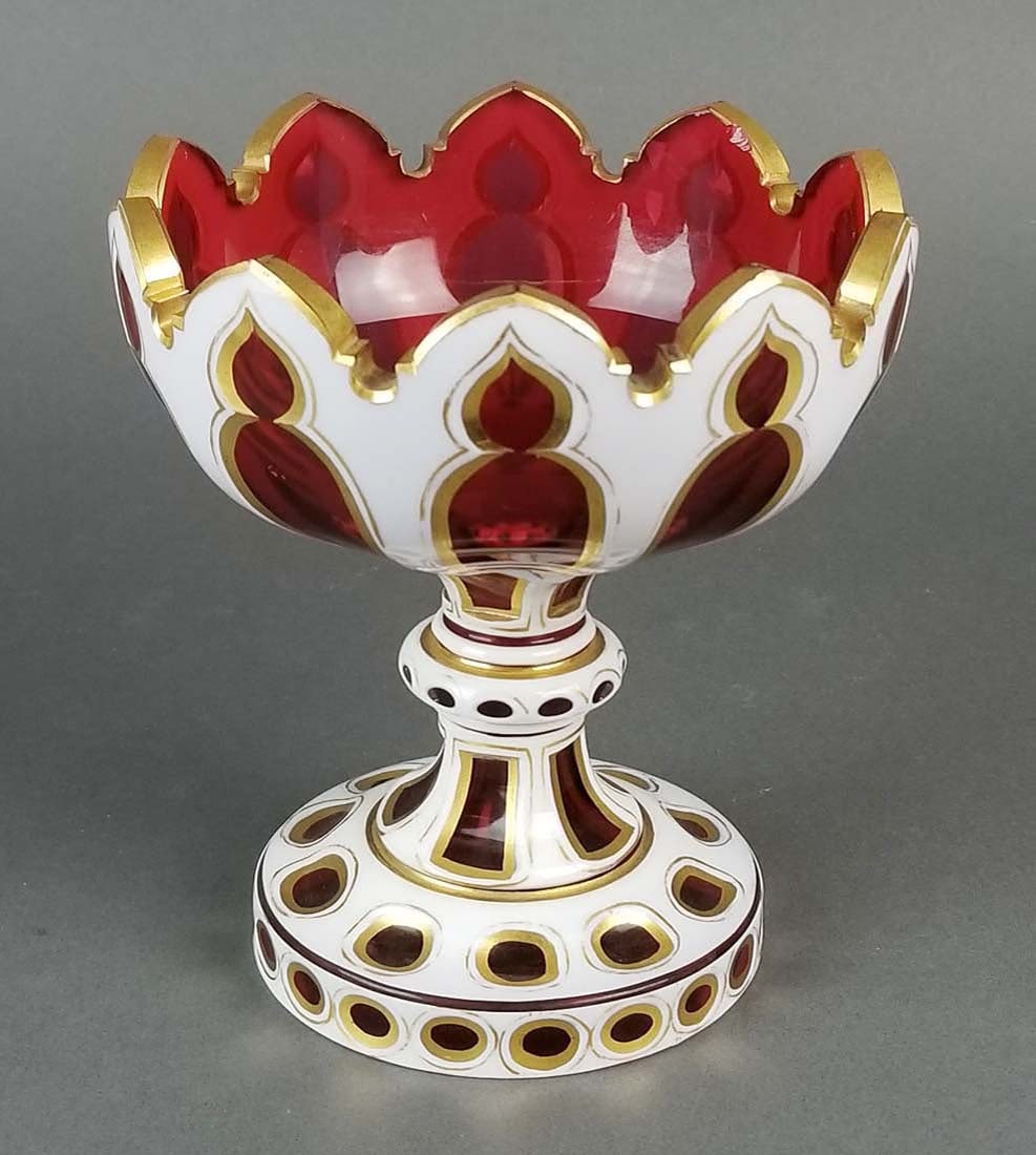 19th C. Bohemian Cut Crystal Tazza: 19th C. Bohemian Cut Crystal Tazza. Measure H: 6" W: 5 3/4"