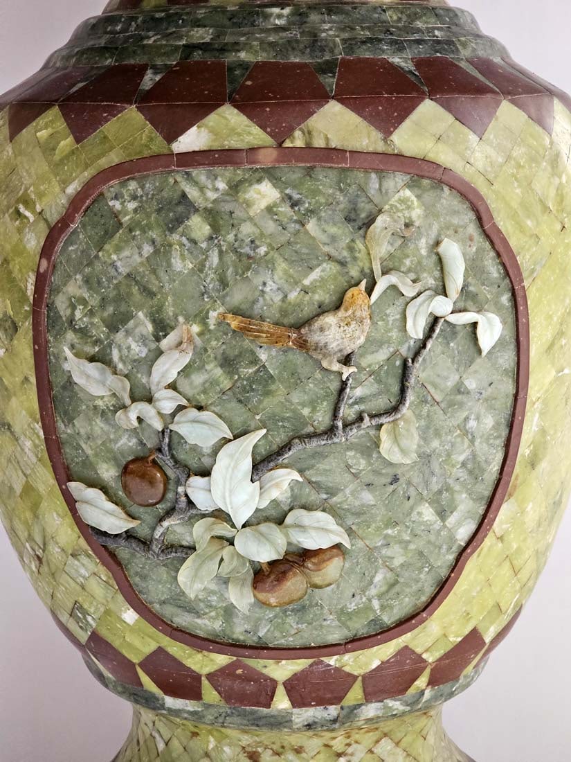 Large Palatial Chinese Hardstone Veneered Vases - 11