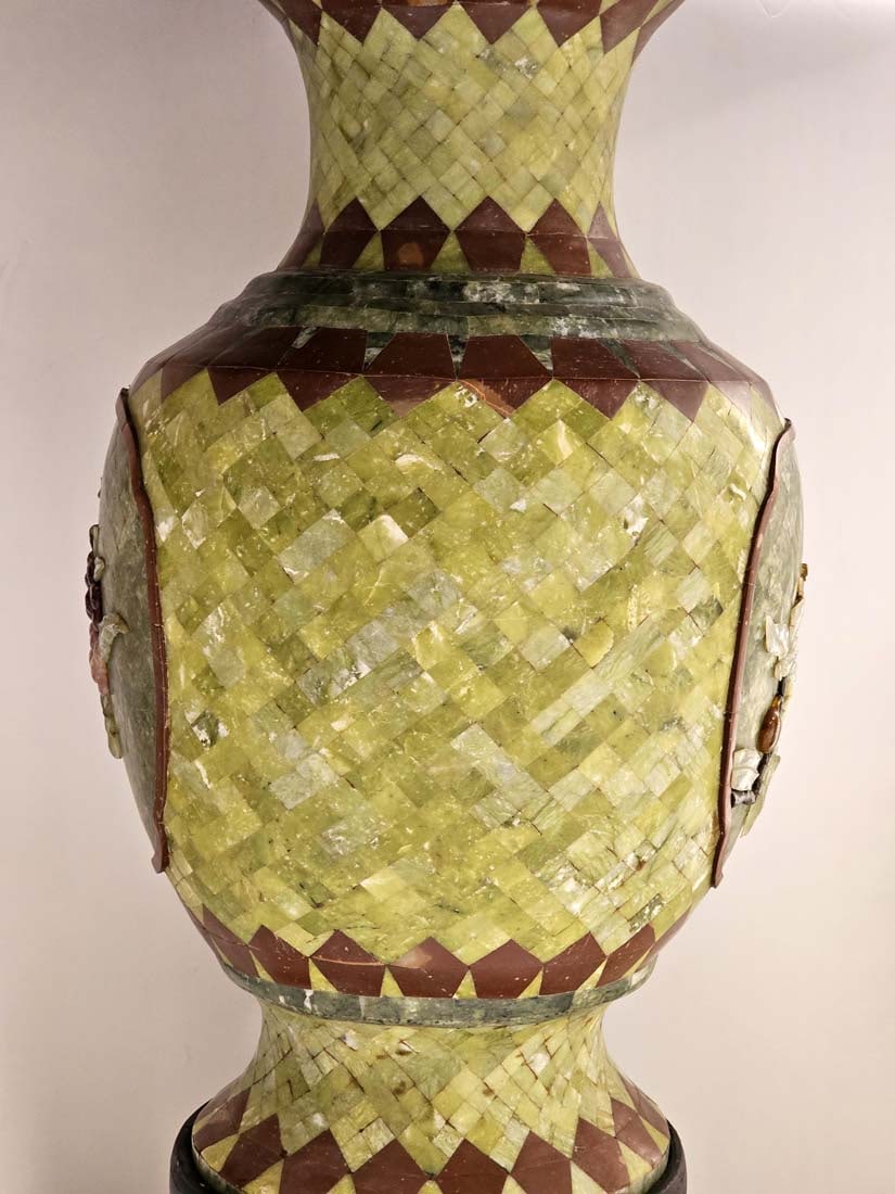 Large Palatial Chinese Hardstone Veneered Vases - 12