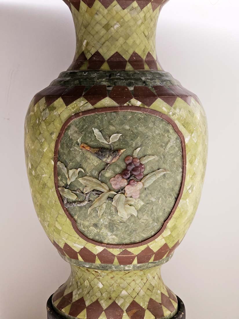 Large Palatial Chinese Hardstone Veneered Vases - 13