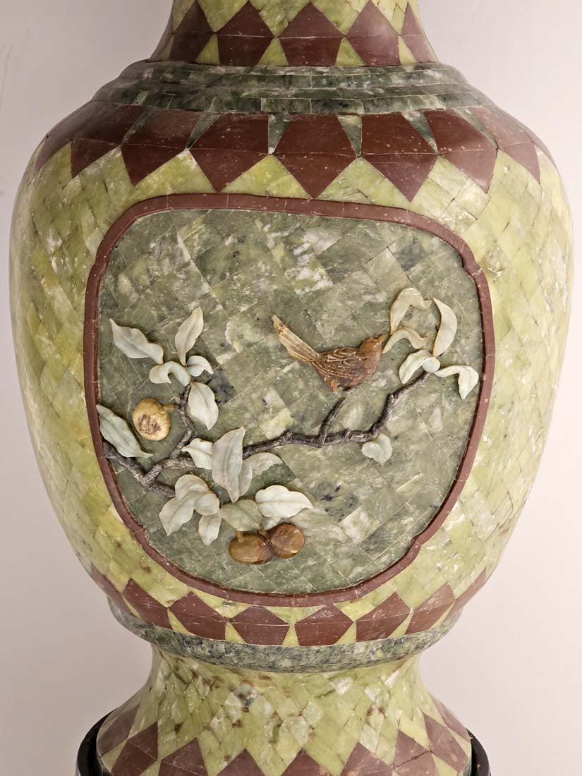 Large Palatial Chinese Hardstone Veneered Vases - 3