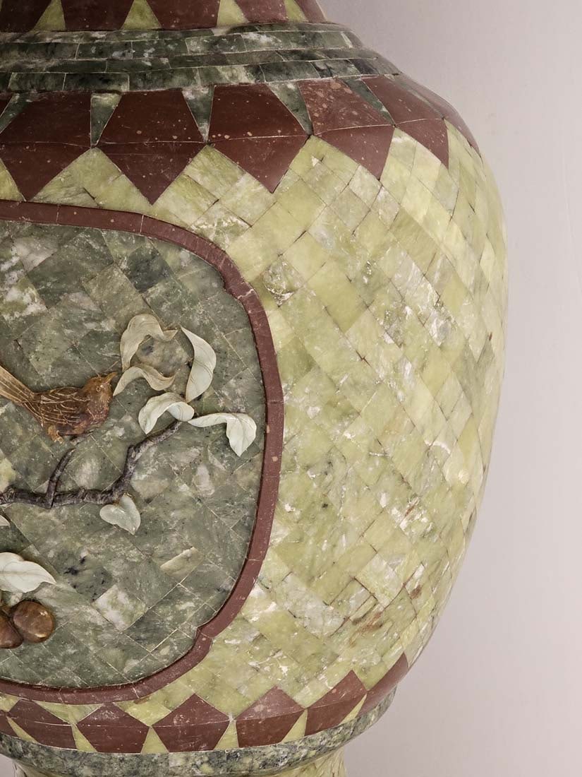 Large Palatial Chinese Hardstone Veneered Vases - 5