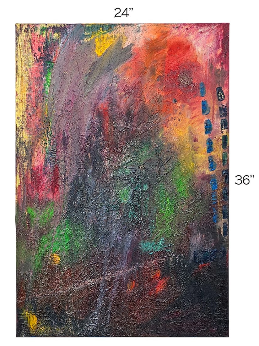 'Urban Haze' Modern Abstract Oil On Canvas Painting: 'Urban Haze' Modern Abstract Oil On Canvas Painting. Signed by Ellie Shafiei (Iranian- American. b 1987). MFA Candidate, New York Academy of Art, Class of 2026. Ellie Shafiei is a multimedia artist, o