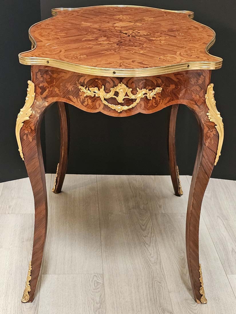 French Inlaid Bronze Mounted Center Table - 10