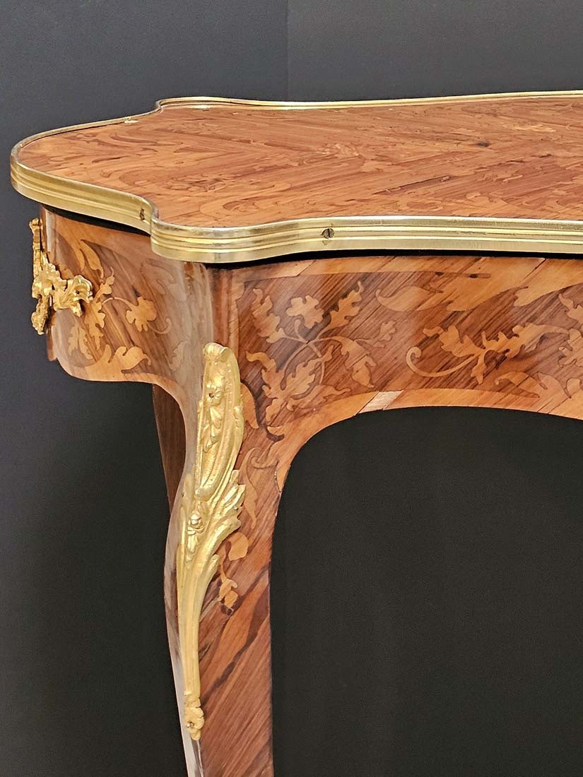 French Inlaid Bronze Mounted Center Table - 13
