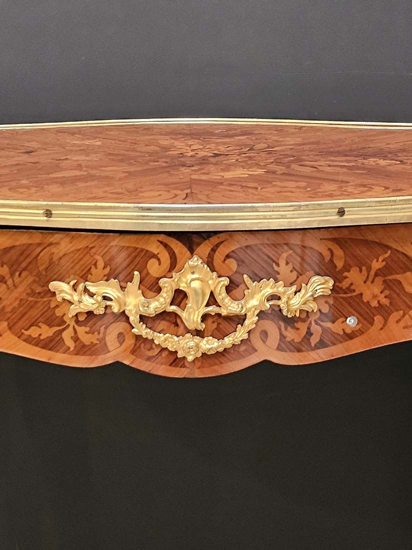 French Inlaid Bronze Mounted Center Table - 14