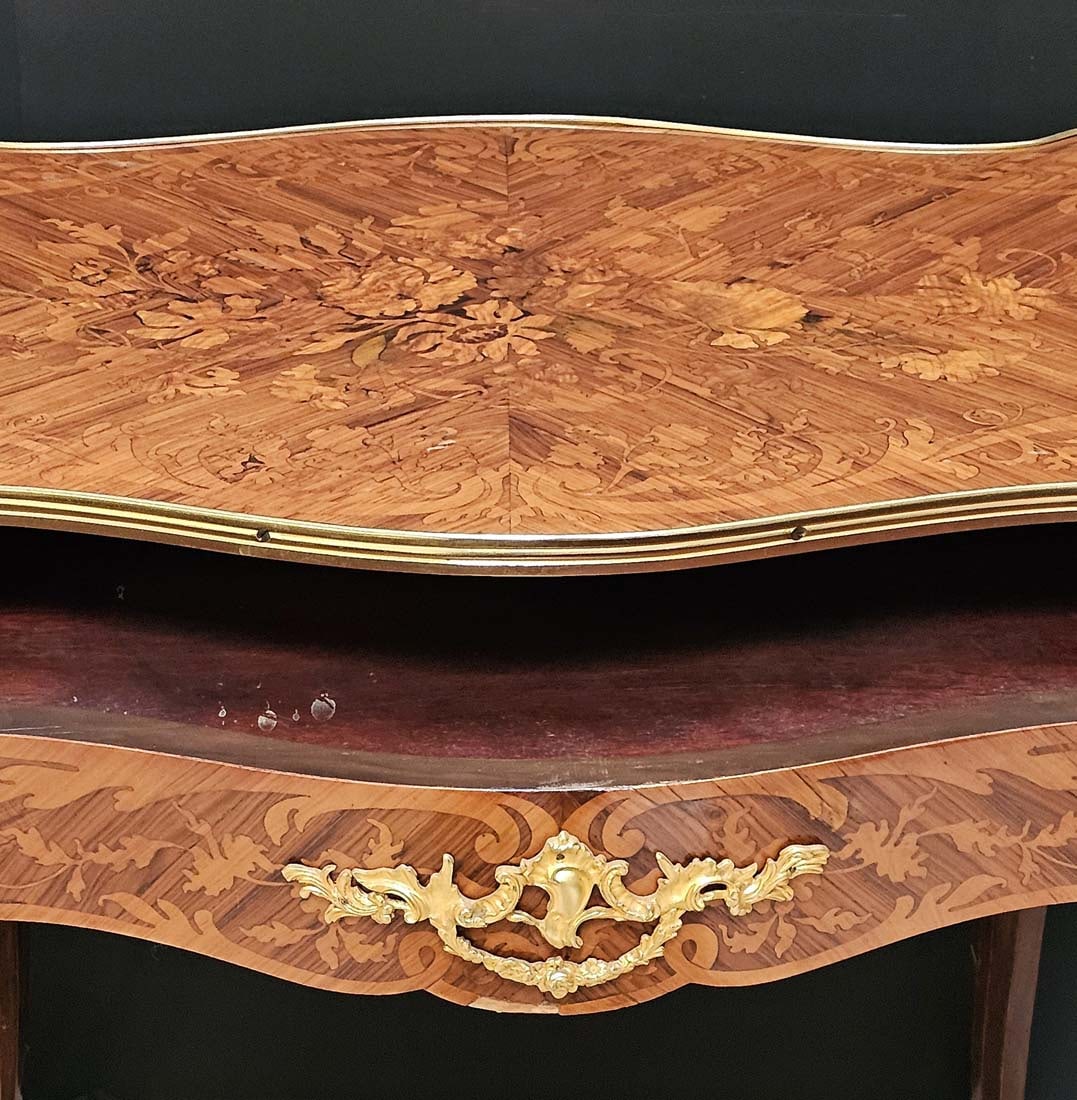 French Inlaid Bronze Mounted Center Table - 2