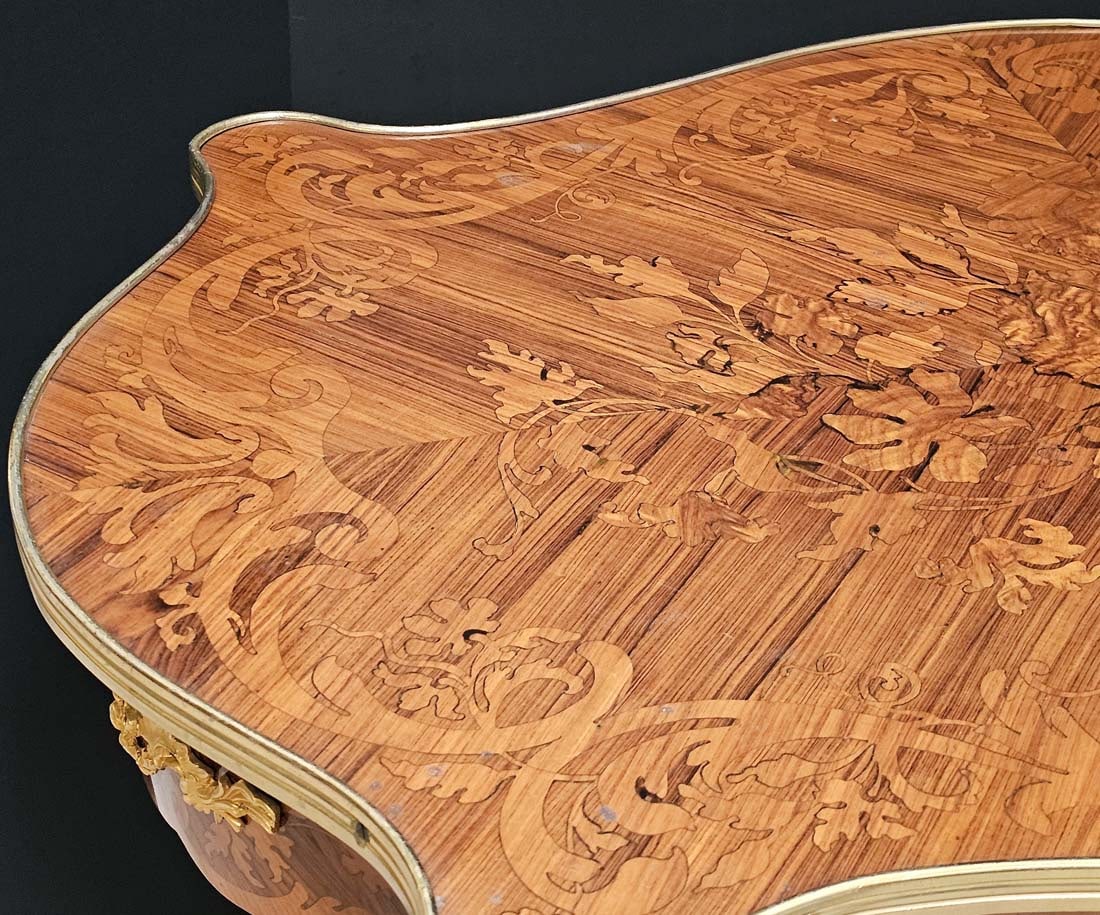 French Inlaid Bronze Mounted Center Table - 3