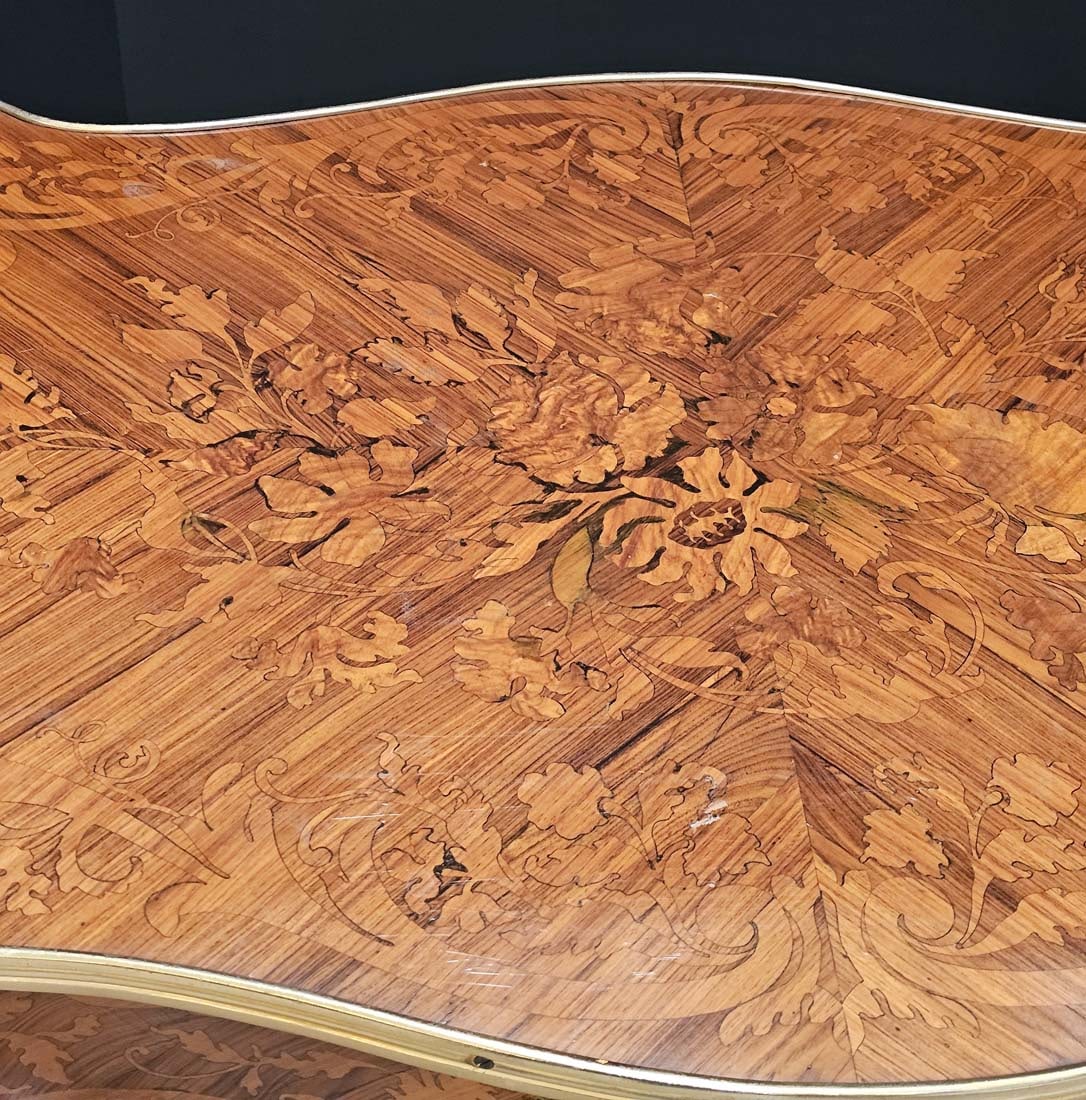 French Inlaid Bronze Mounted Center Table - 4
