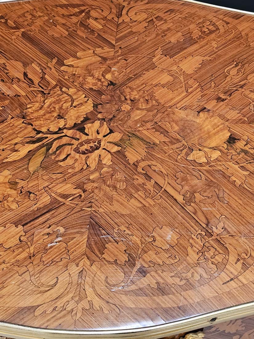 French Inlaid Bronze Mounted Center Table - 5