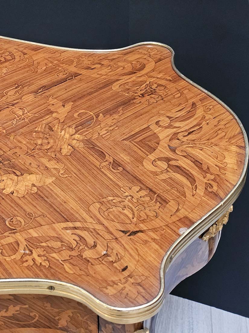 French Inlaid Bronze Mounted Center Table - 6