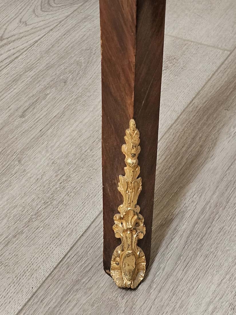 French Inlaid Bronze Mounted Center Table - 9