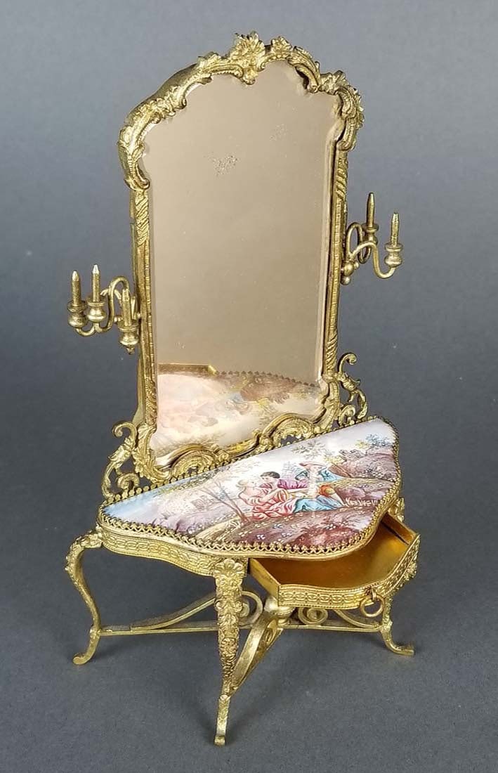 19th C. Austrian Viennese Enamel Vanity Table with - 7