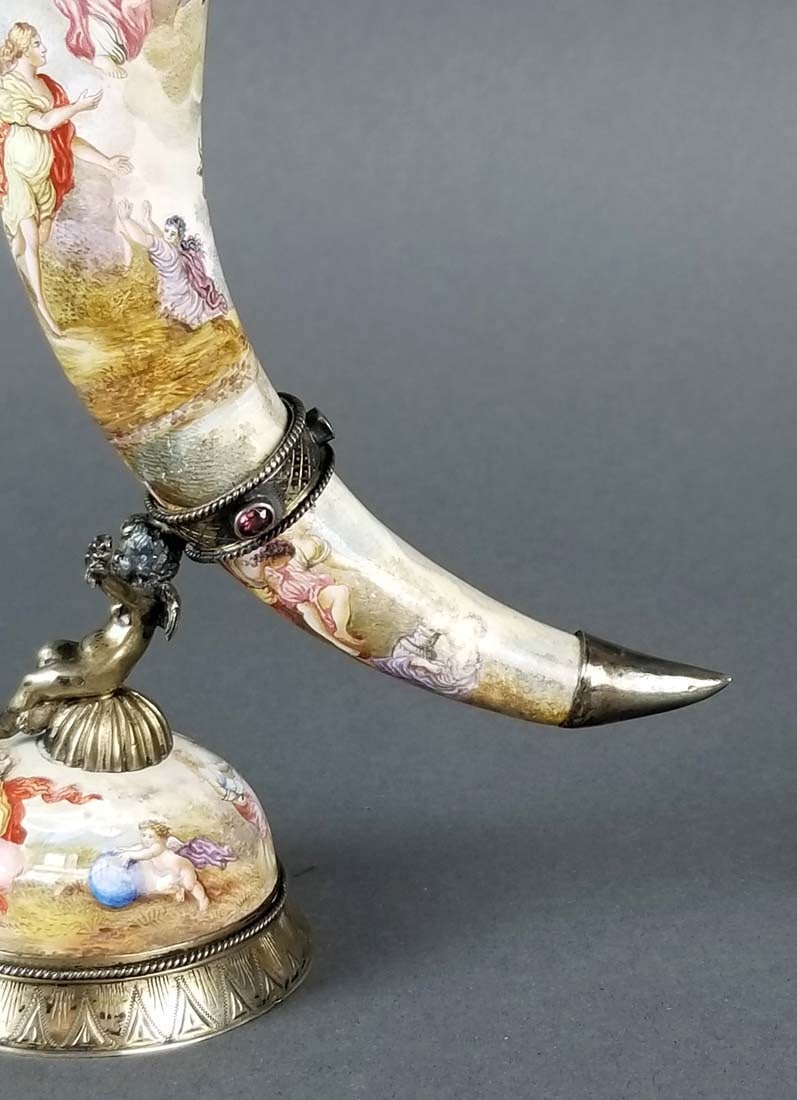 19th C. Viennese/ Austrian Enamel on Silver Cornucopia - 6