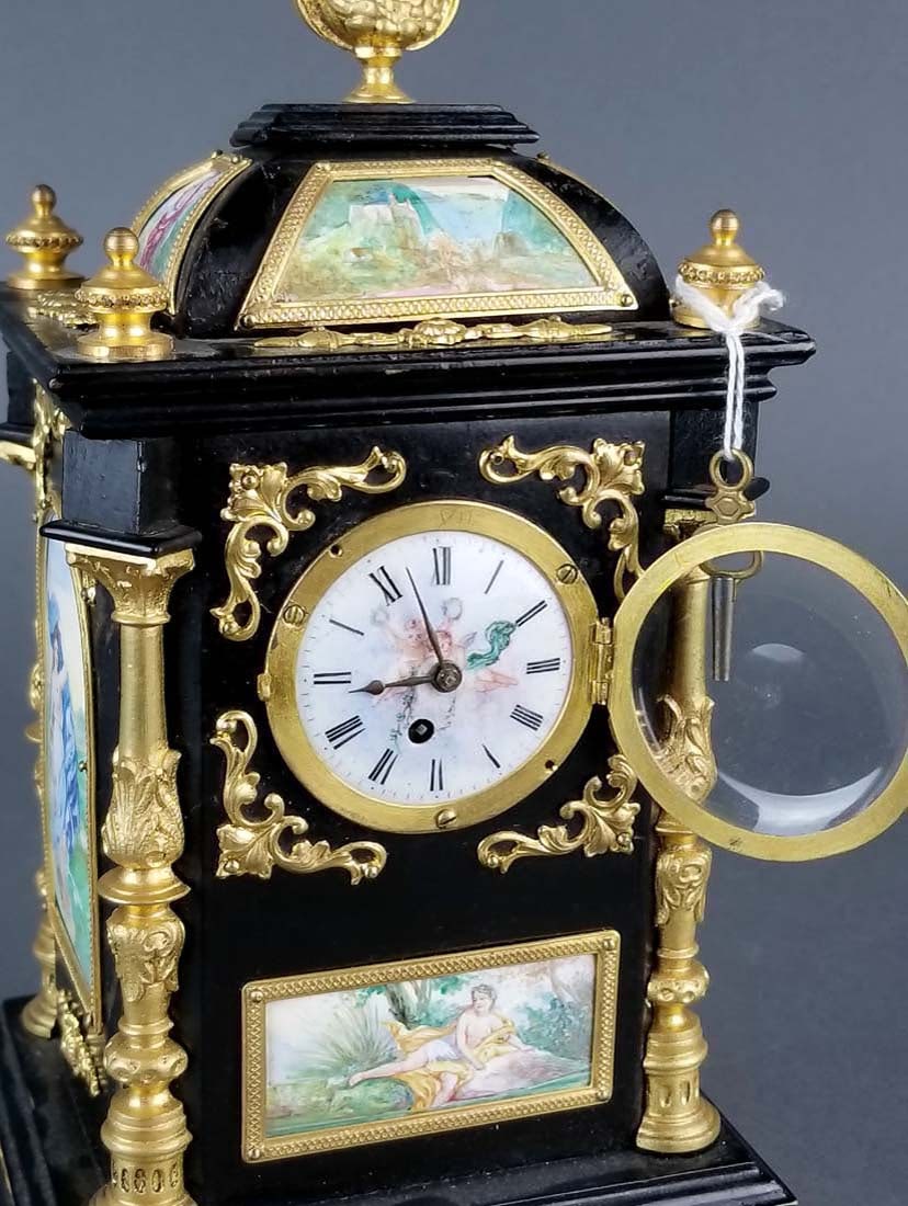 19th C. Large Austrian Viennese Enamel Clock - 9