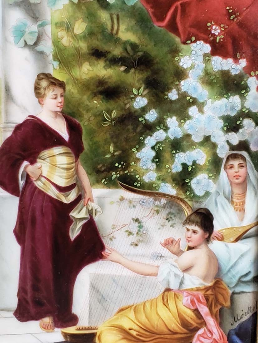 Antique Framed German Porcelain Plaque - 2