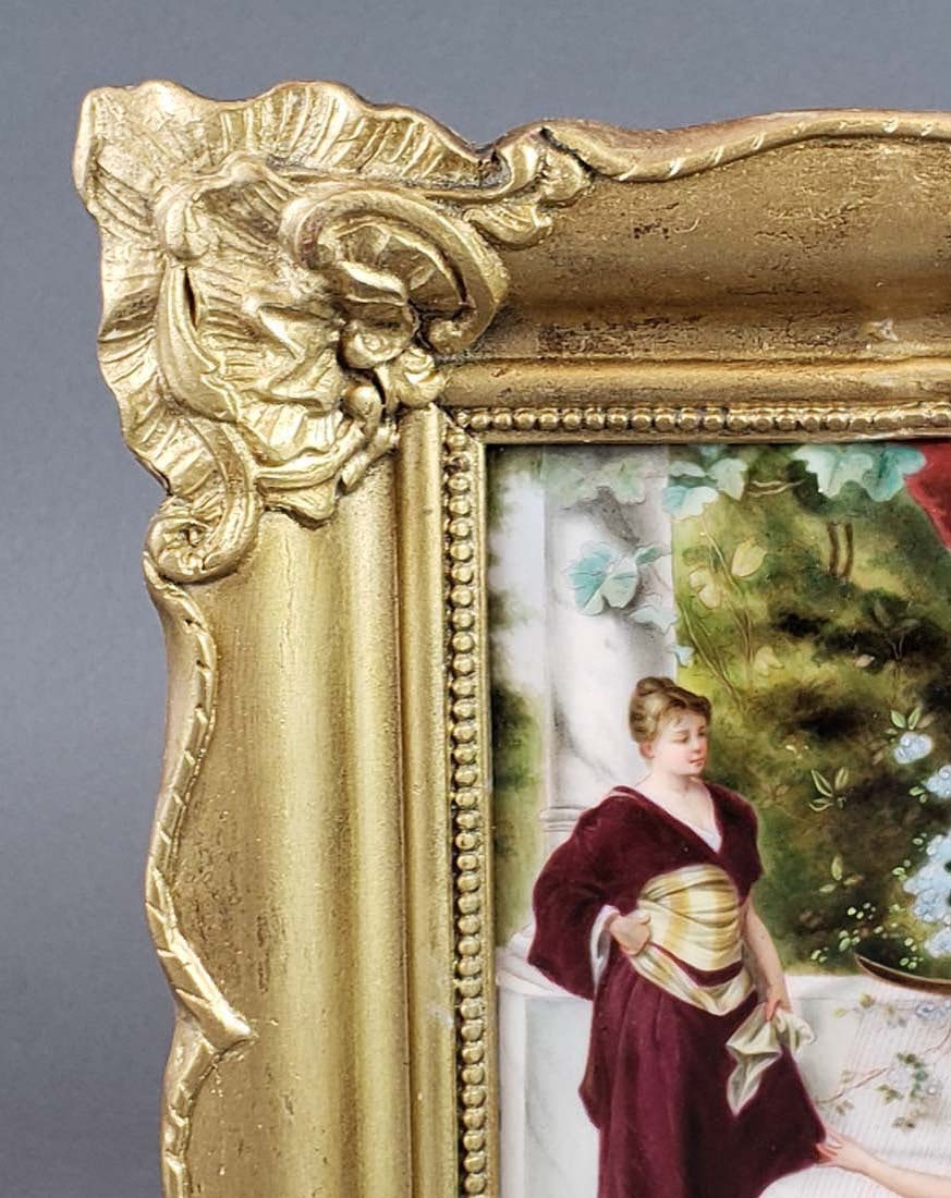 Antique Framed German Porcelain Plaque - 3