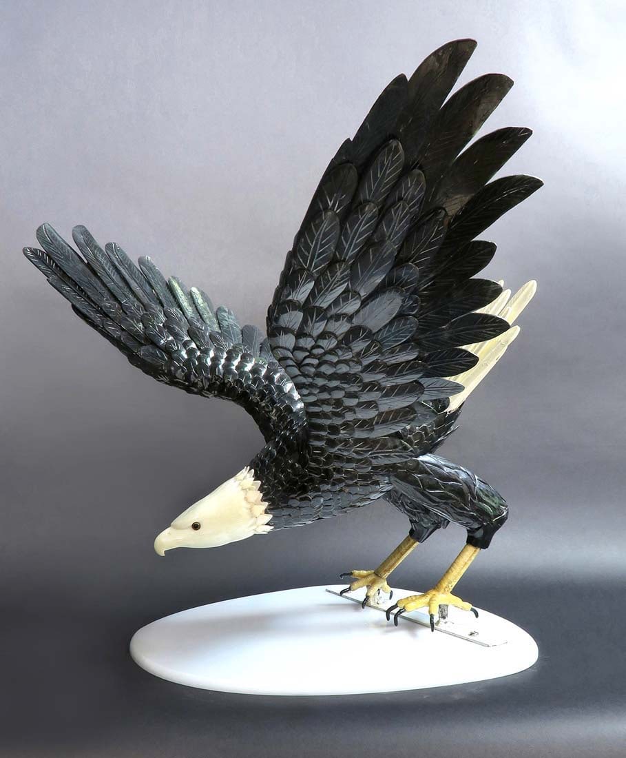 Magnificent Monumental Spinach Jade Eagle - 3