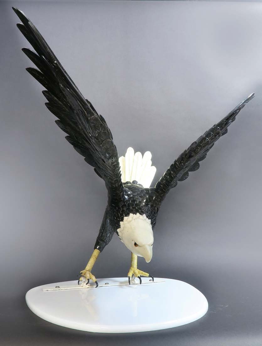 Magnificent Monumental Spinach Jade Eagle - 4