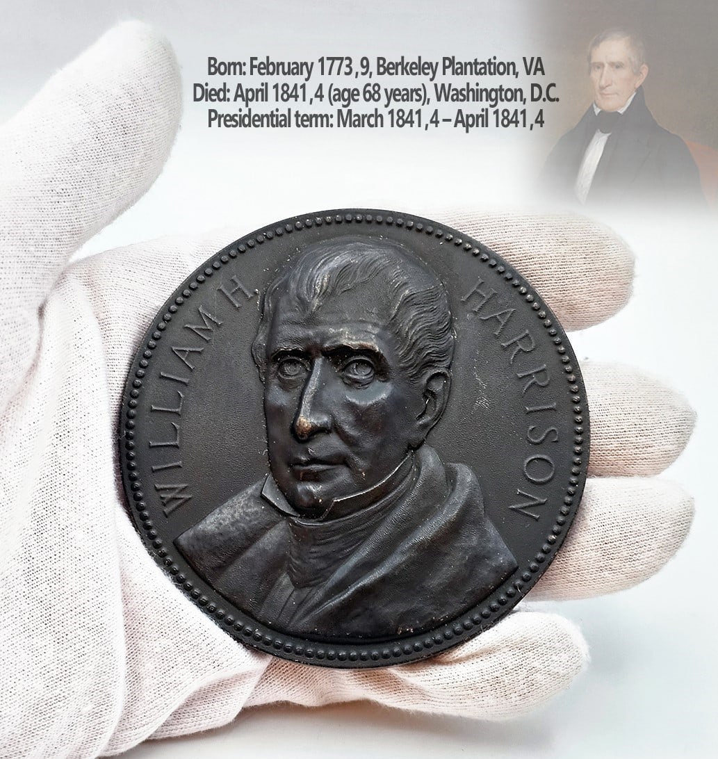 William Henry Harrison Presentation Medal: William Henry Harrison Presentation Medal. The 9th president of the United States. (212g) D 3"