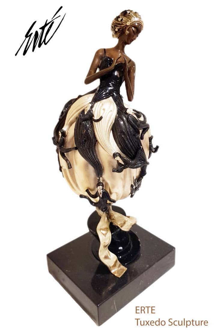 ERTE TUXEDO BRONZE SCULPTURE, SIGNED: Erte Tuxedo bronze statue, Erte collection and Seven arts signed & numbered, Limited edition. H 21"