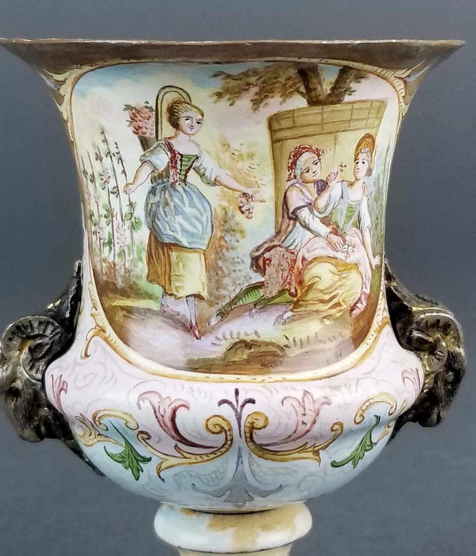 Austrian Viennese Enamel Vase on Silver - 3